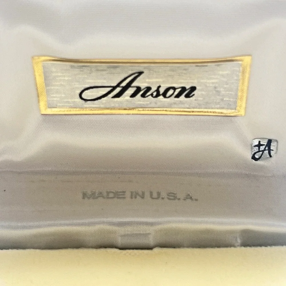Vintage Anson Money Clip Gold Tone PAT Monogram Textured Finish W/ Original Box